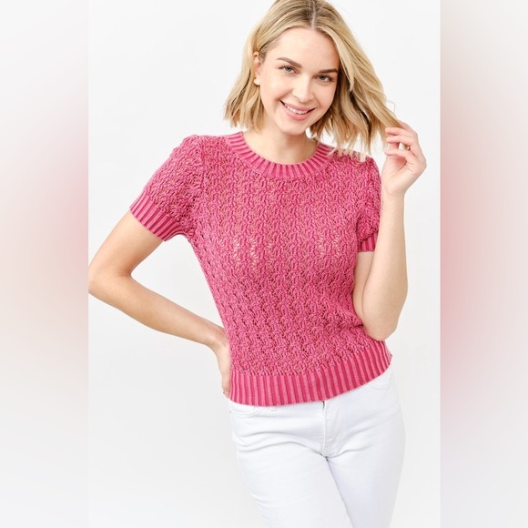 And The Why Washed Short Sleeve Light Weight Sweater 10010060000 - Picture 1 of 9